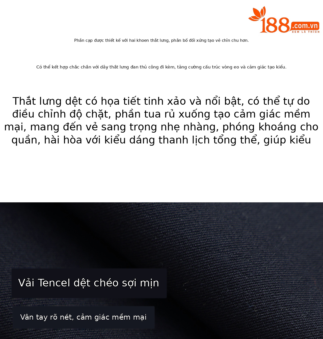 Quần culottes nữ ống rộng dáng suông chất len pha tơ nhân tạo cao cấp — Xanh lông mòng đen chi tiết 3