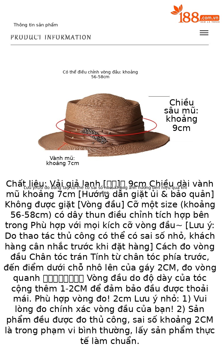 Mũ rơm cổ điển nữ vành phẳng phong cách Hepburn, có dây lụa, chống nắng — màu be chi tiết 2