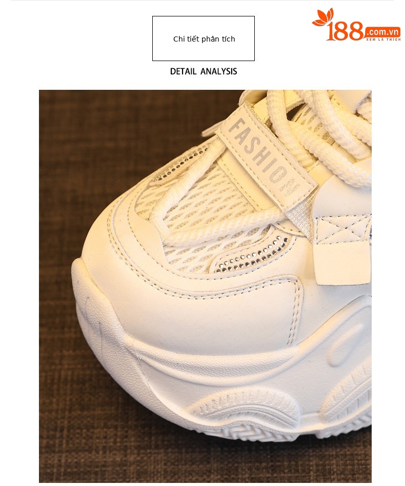 Giày sneaker nữ đế dày tăng chiều cao lưới thoáng khí — màu be chi tiết 7
