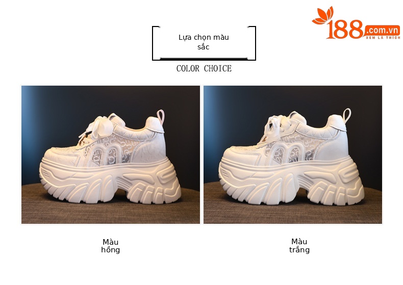 Giày sneaker nữ đế dày lưới thoáng khí phong cách daddy — màu hồng chi tiết 2