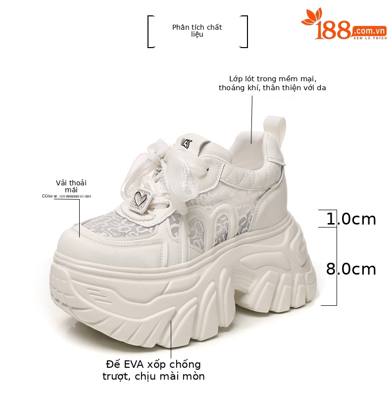 Giày sneaker nữ đế dày lưới thoáng khí phong cách daddy — màu hồng chi tiết 3