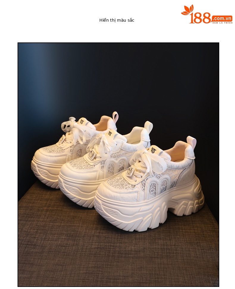 Giày sneaker nữ đế dày lưới thoáng khí phong cách daddy — màu hồng chi tiết 18