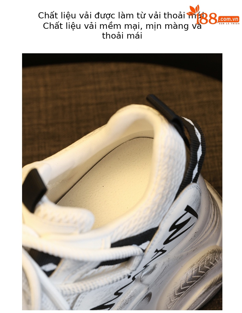 Giày sneaker nữ chunky đế dày tăng chiều cao 10 cm phong cách thể thao — màu trắng chi tiết 8