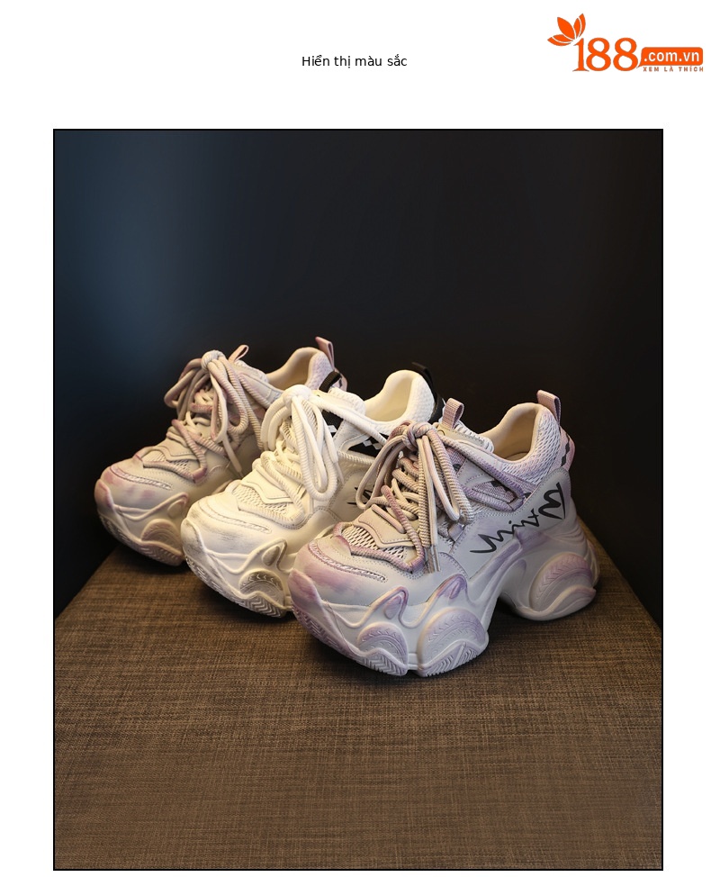 Giày sneaker nữ chunky đế dày tăng chiều cao 10 cm phong cách thể thao — màu trắng chi tiết 18