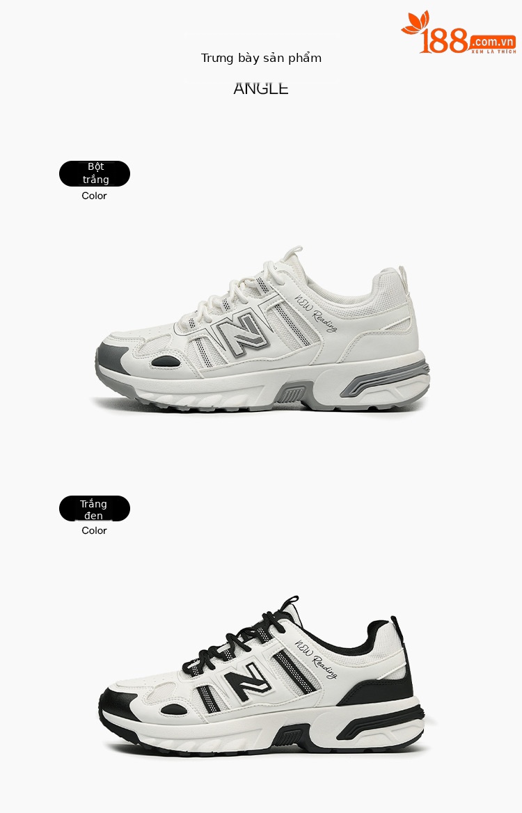 Giày sneaker nam đế dày phong cách thể thao thoáng khí — 589 Đen Trắng chi tiết 18