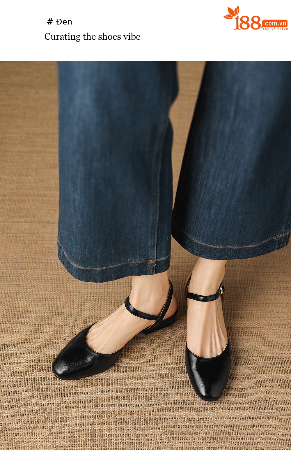 Sandal nữ quai chữ V bít mũi đế bệt phong cách đơn giản — đen chi tiết 3