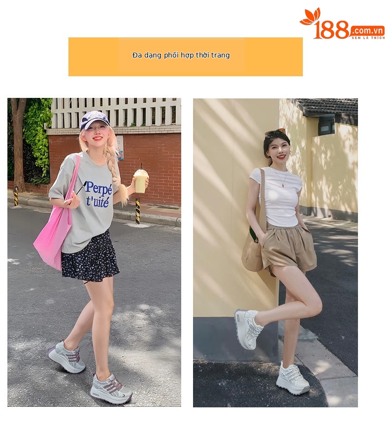 Giày sneaker nữ đế dày tăng chiều cao lưới thoáng khí mùa hè — Tím 5039, Trắng 5039, Vàng 5039 chi tiết 5