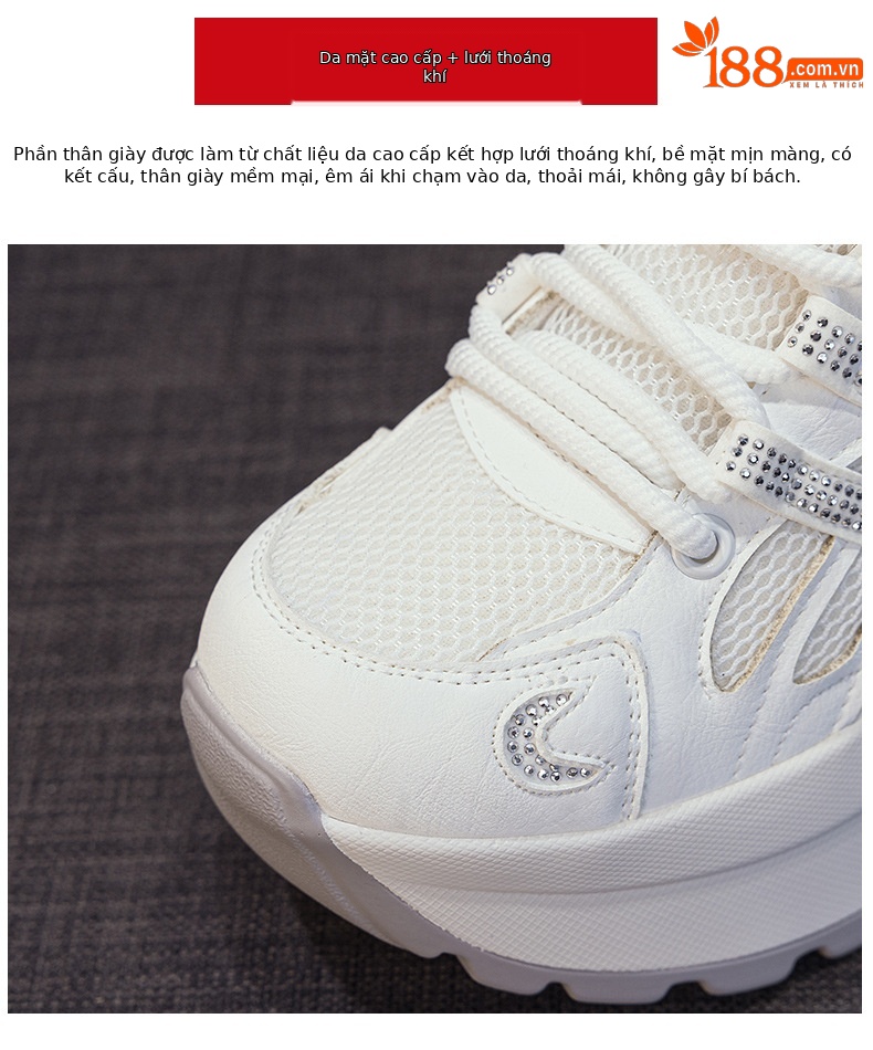 Giày sneaker nữ đế dày tăng chiều cao lưới thoáng khí mùa hè — Tím 5039, Trắng 5039, Vàng 5039 chi tiết 6
