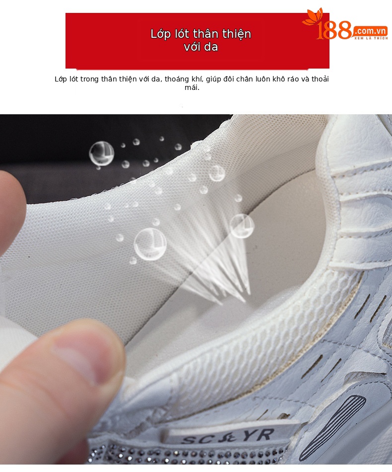 Giày sneaker nữ đế dày tăng chiều cao lưới thoáng khí mùa hè — Tím 5039, Trắng 5039, Vàng 5039 chi tiết 7