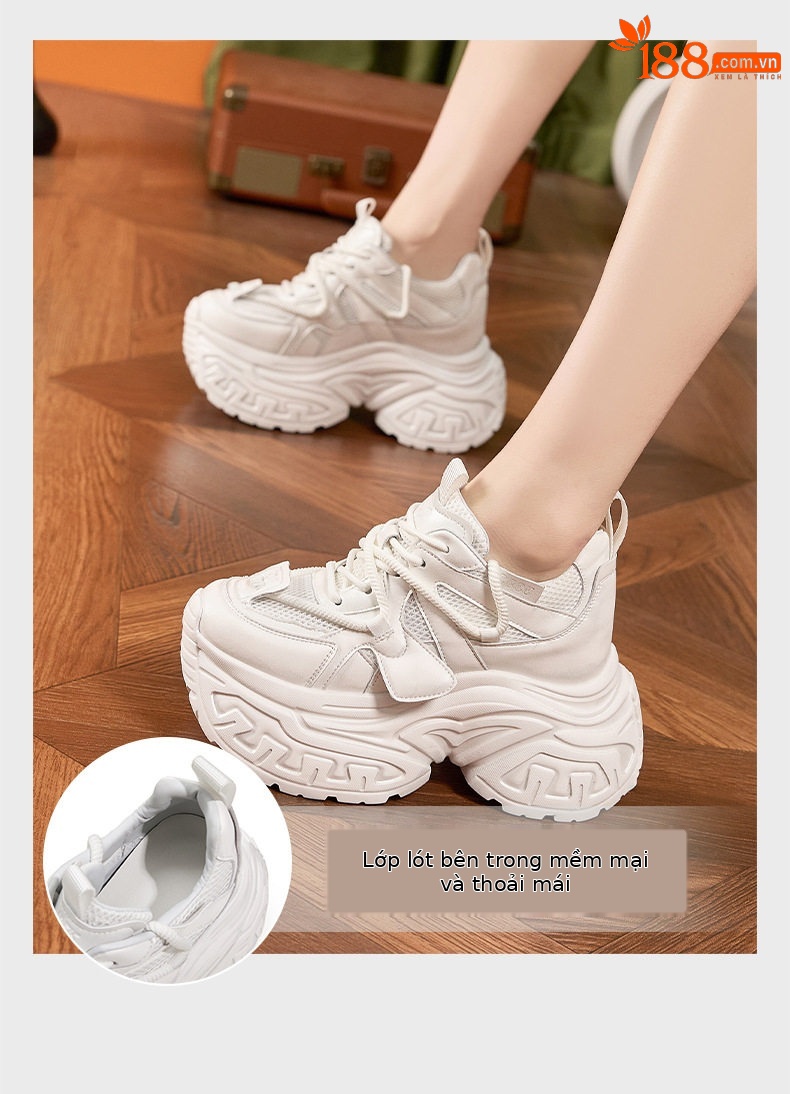 Giày cao gót nữ đế xuồng platform gót dày 8cm mũi tròn quai hậu — Bạc, Vàng nhạt, Anh đào chi tiết 5