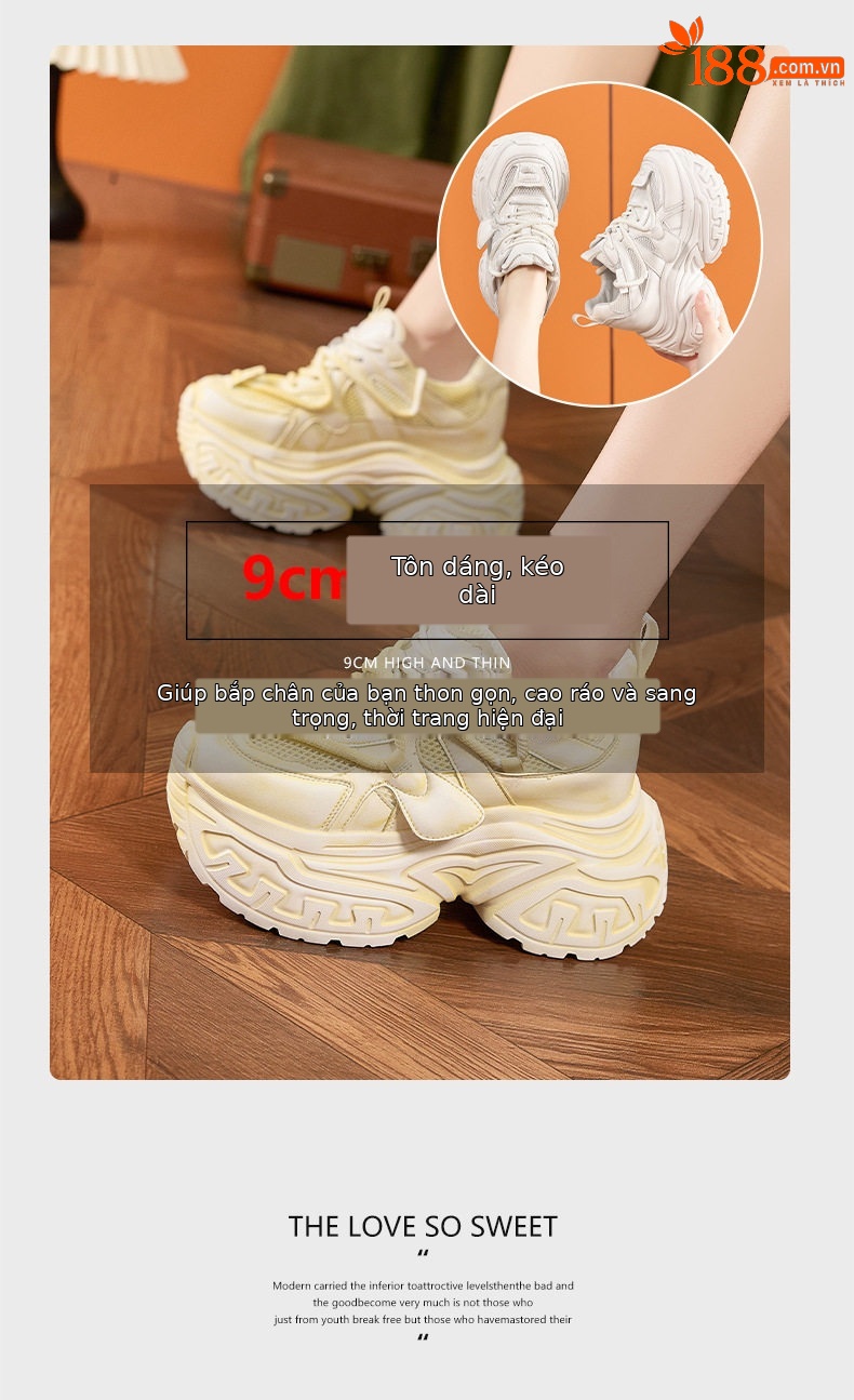 Giày cao gót nữ đế xuồng platform gót dày 8cm mũi tròn quai hậu — Bạc, Vàng nhạt, Anh đào chi tiết 9