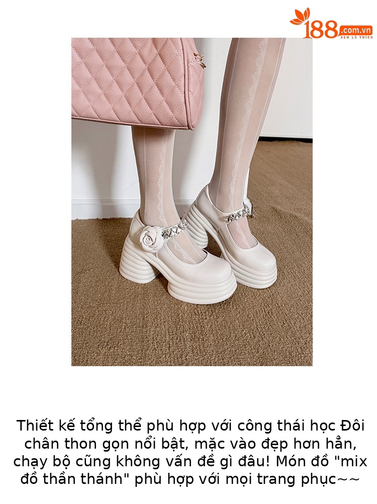 Giày sandal cao gót nữ quai ngang đế dày gót 9 cm đính hoa pha lê — màu đen, màu hồng, màu trắng ngà chi tiết 3