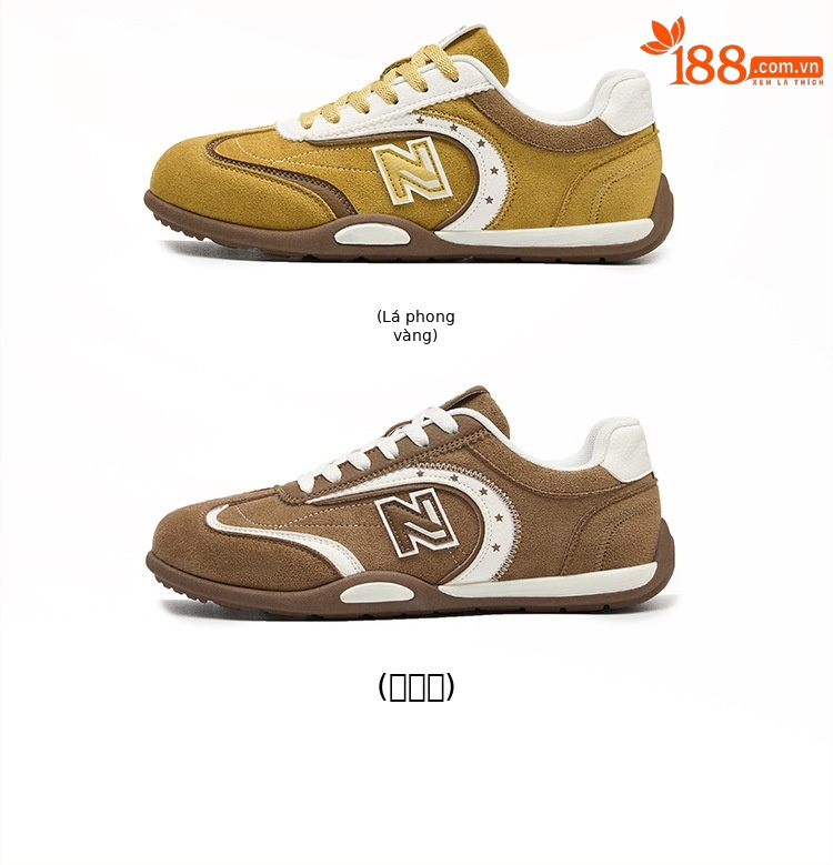 Giày sneaker nữ chạy bộ mesh thoáng đế bệt phong cách cổ điển — 298 Nâu Caramel chi tiết 19