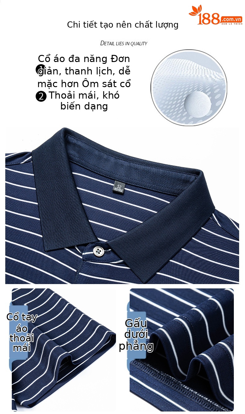 Áo thun nam tơ tằm Mulberry 100% sọc kẻ, form rộng thoải mái — Tây Tạng W - 87 chi tiết 4