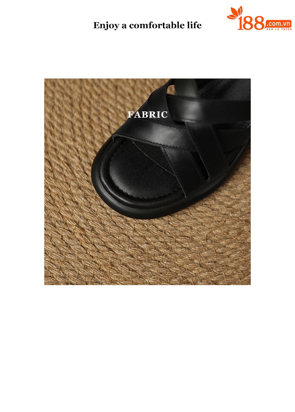 Sandal cao gót nữ mũi tròn hở ngón, da bò gót vuông 9 cm — đen chi tiết 2