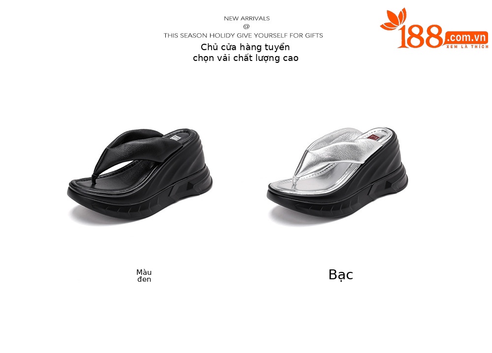 Dép xỏ ngón nữ đế xuồng cao gót 9 cm phong cách platform — màu đen, bạc chi tiết 4