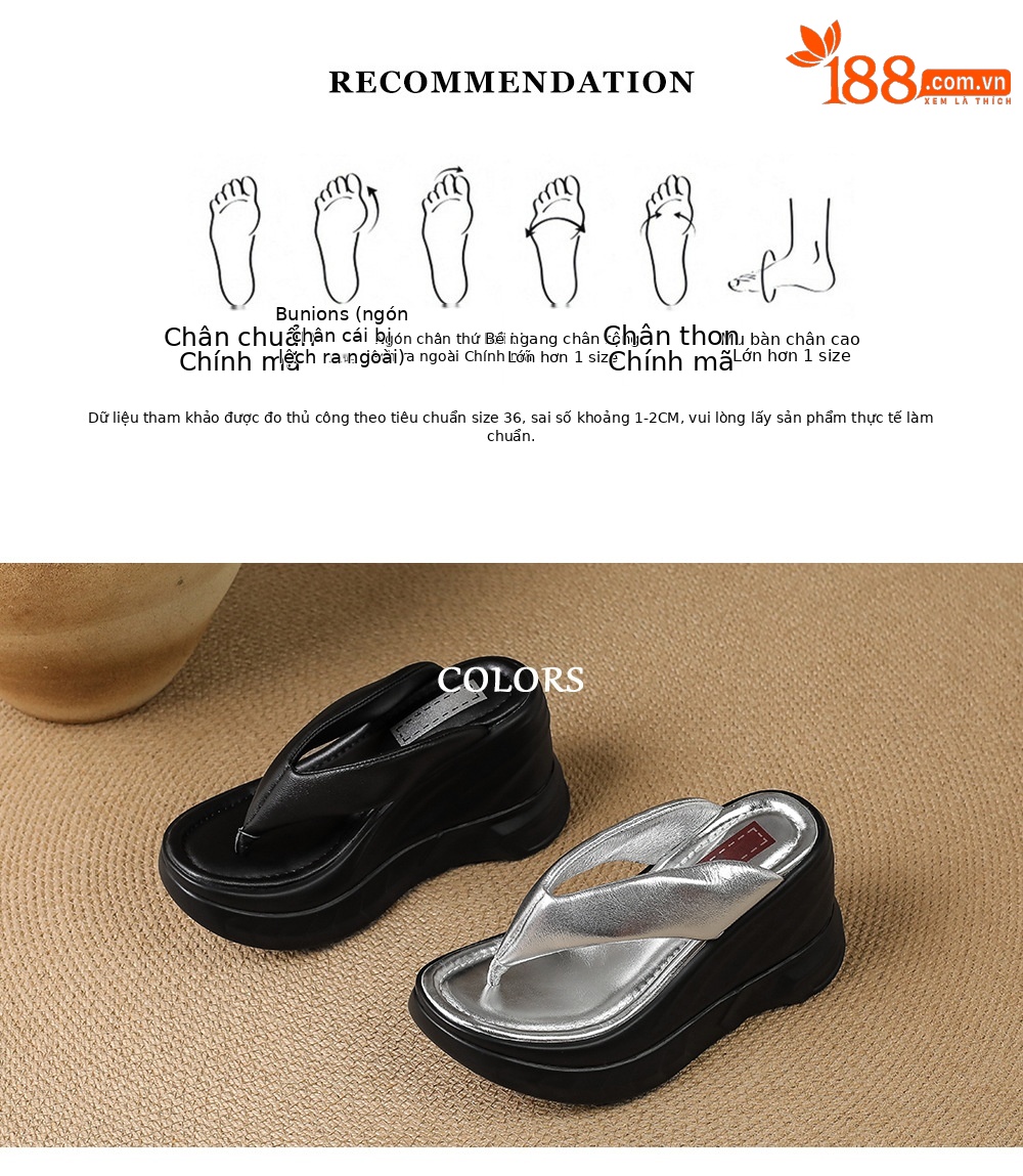 Dép xỏ ngón nữ đế xuồng cao gót 9 cm phong cách platform — màu đen, bạc chi tiết 3
