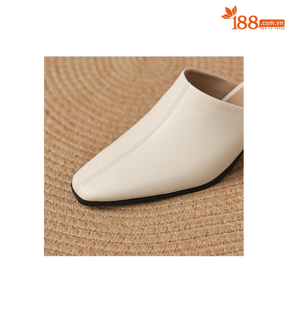 Giày sandal cao gót nữ hở mũi da bò gót thô 5 cm — đen chi tiết 10
