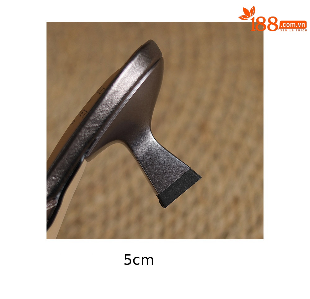 Sandal nữ hở mũi quai chữ nhất gót 5 cm hoa sơn trà thanh lịch — Màu súng chi tiết 20