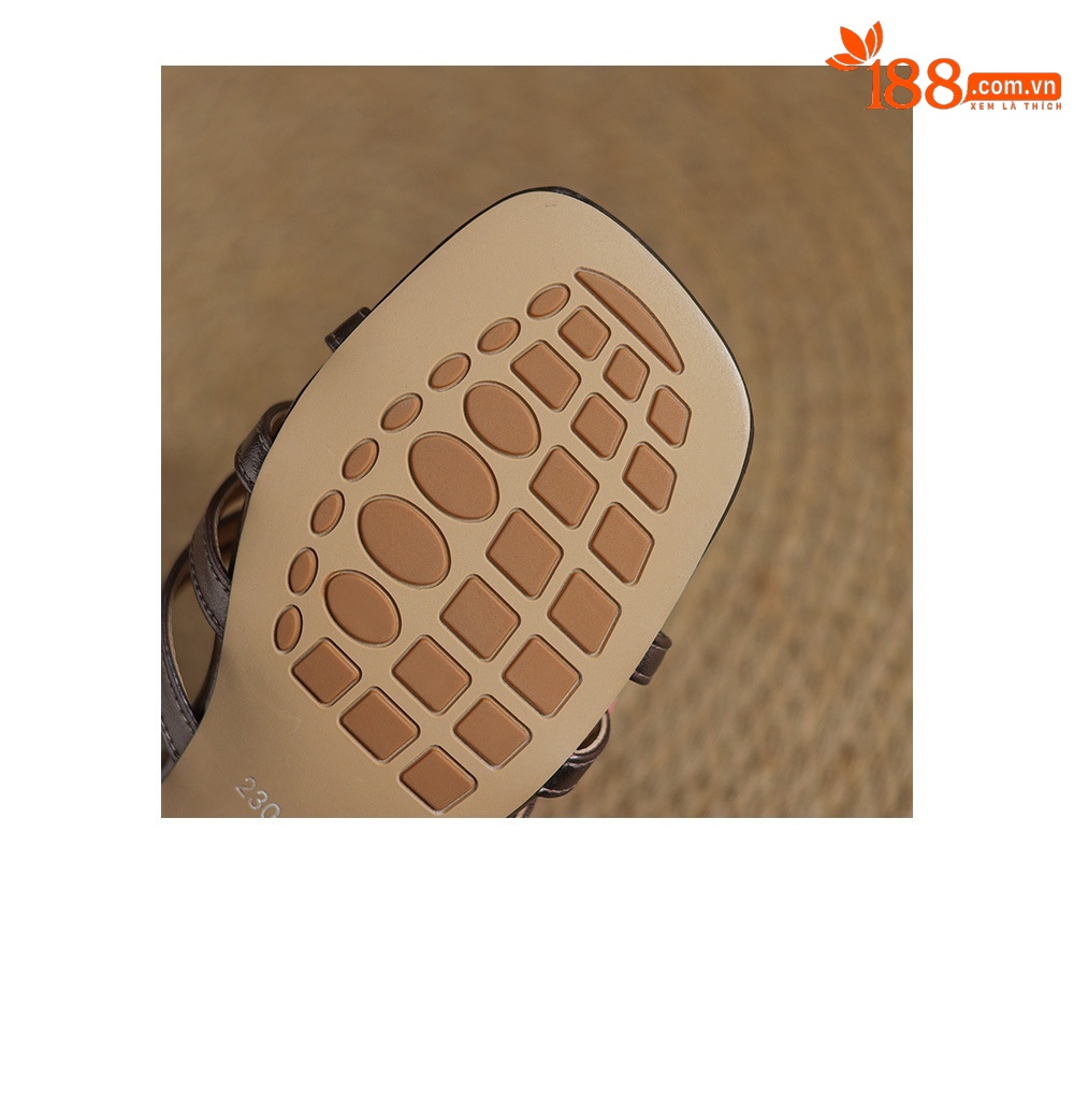 Sandal nữ hở mũi quai chữ nhất gót 5 cm hoa sơn trà thanh lịch — Màu súng chi tiết 21