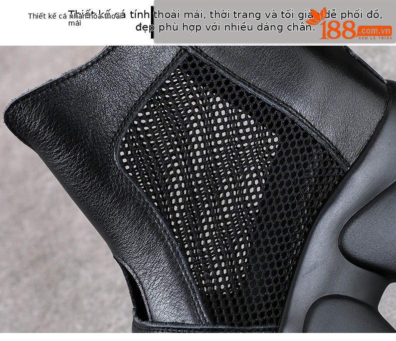 Sandal nữ hở mũi phong cách La Mã, đế xuồng cao, da thật, thoáng khí — màu đen chi tiết 5