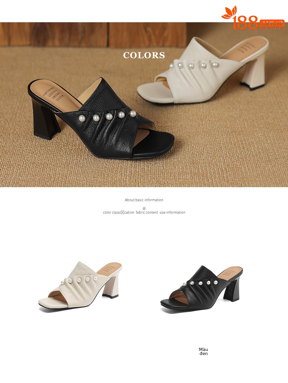 Sandal cao gót nữ quai ngang hở mũi gót 7 cm — đen chi tiết 5