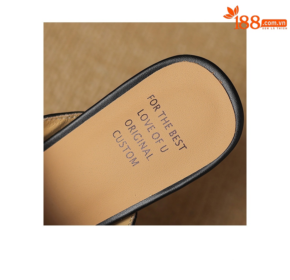 Sandal cao gót nữ quai ngang hở mũi gót 7 cm — đen chi tiết 19