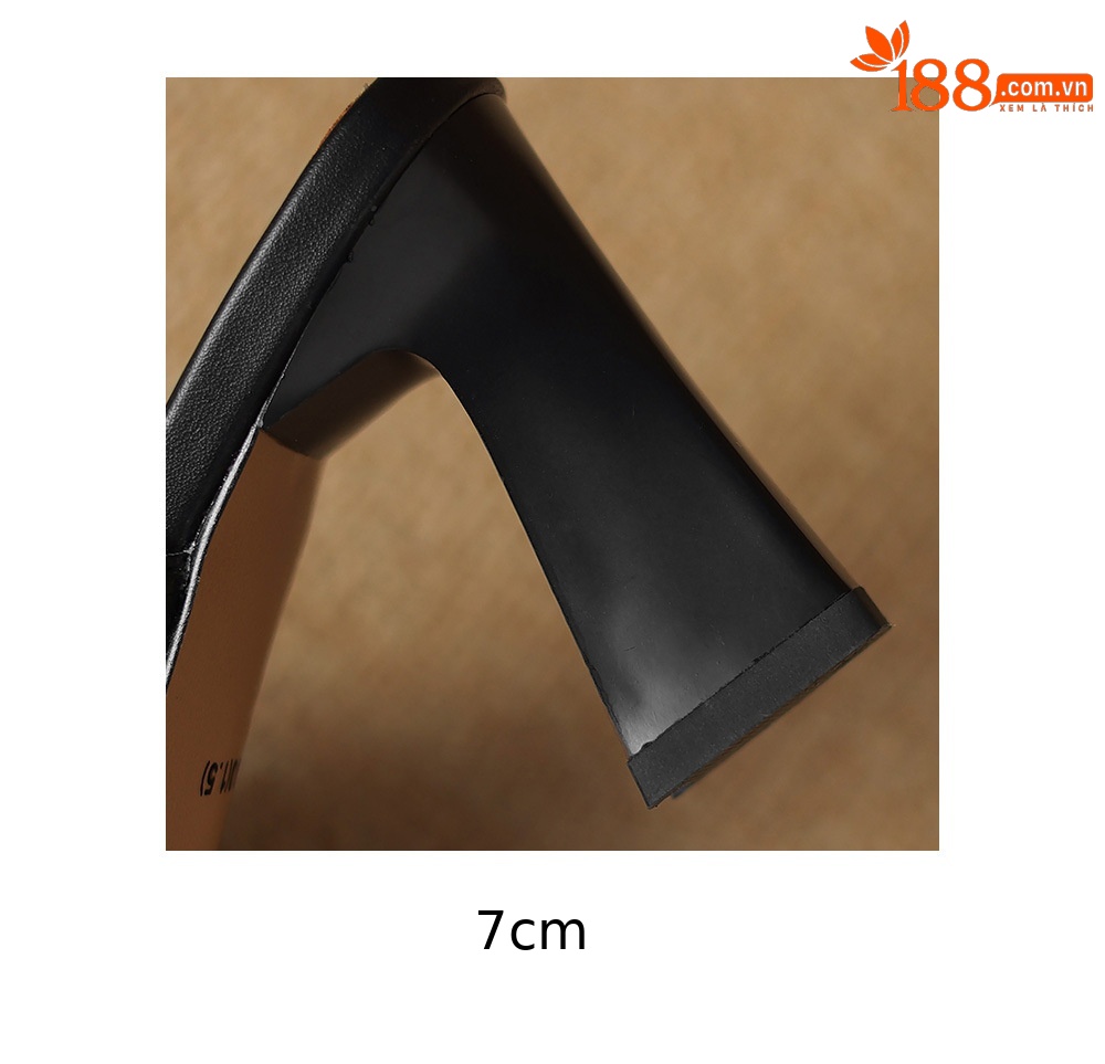 Sandal cao gót nữ quai ngang hở mũi gót 7 cm — đen chi tiết 20