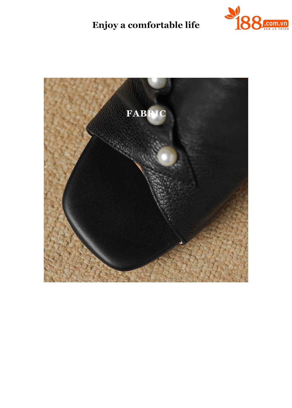 Sandal cao gót nữ quai ngang hở mũi gót 7 cm — đen chi tiết 3
