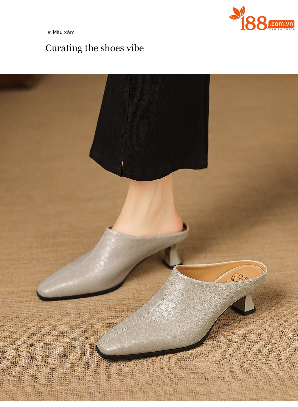 Sandal nữ bít mũi gót thô 5 cm, da bò đơn giản mùa xuân hè — đen chi tiết 11