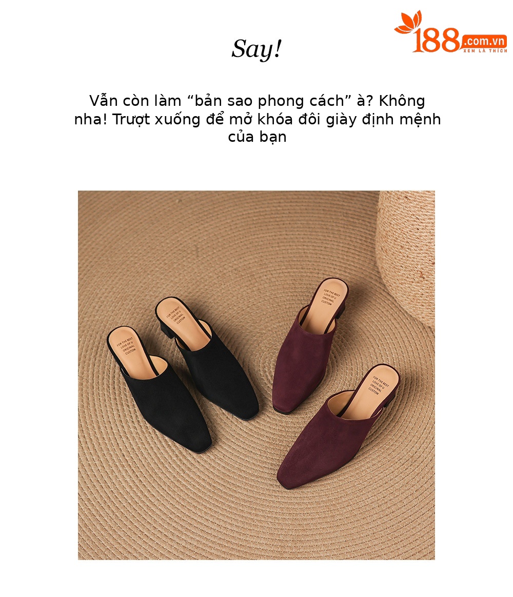 Sandal cao gót nữ mũi vuông da lộn, gót 7 cm, kiểu dáng nửa kéo — đen chi tiết 3