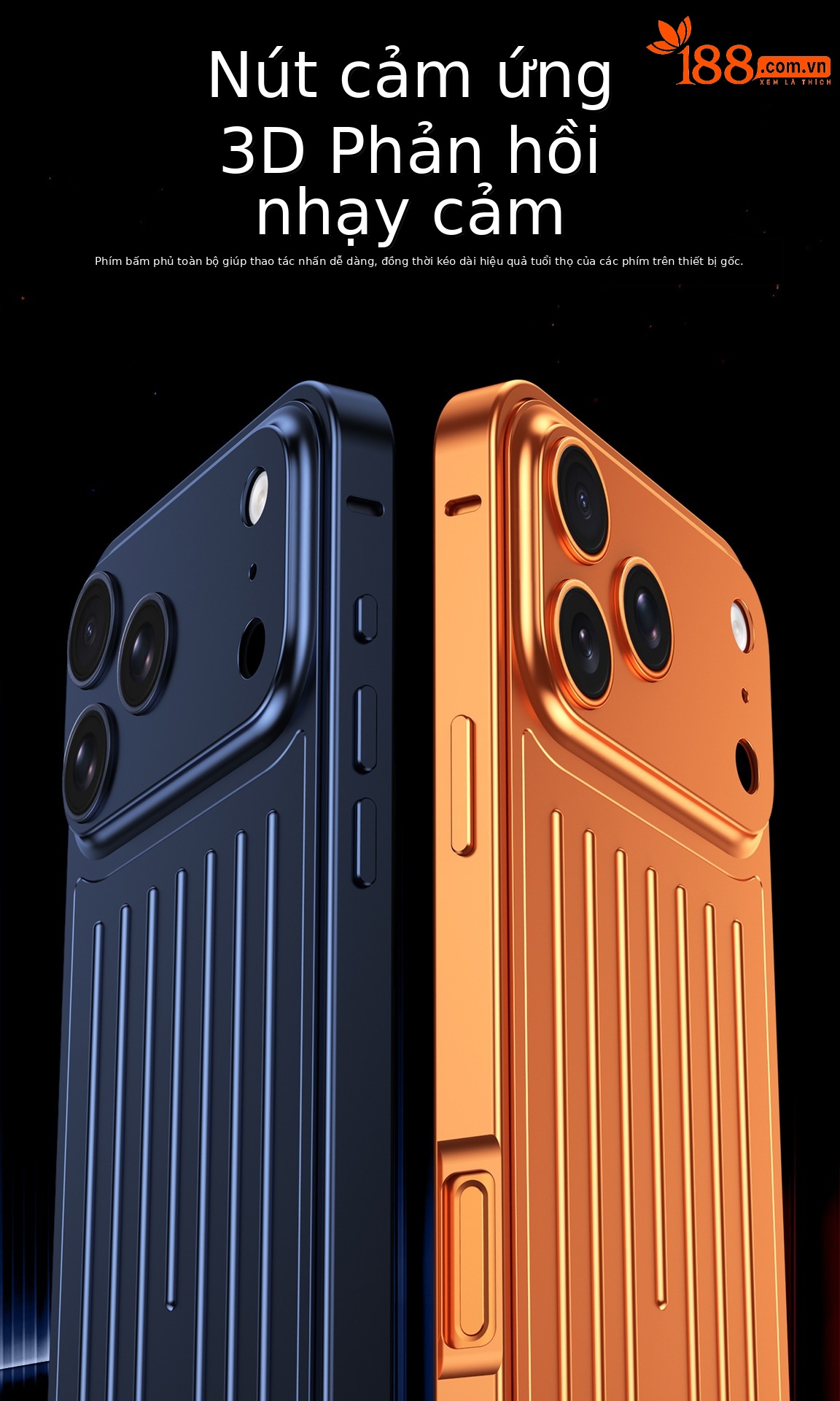 Ốp lưng điện thoại kim loại mờ chống sốc dạng vali cho iPhone 17 Pro Max / 16 Pro Max — Đen, Bạc, Cam, Xanh Titan chi tiết 8