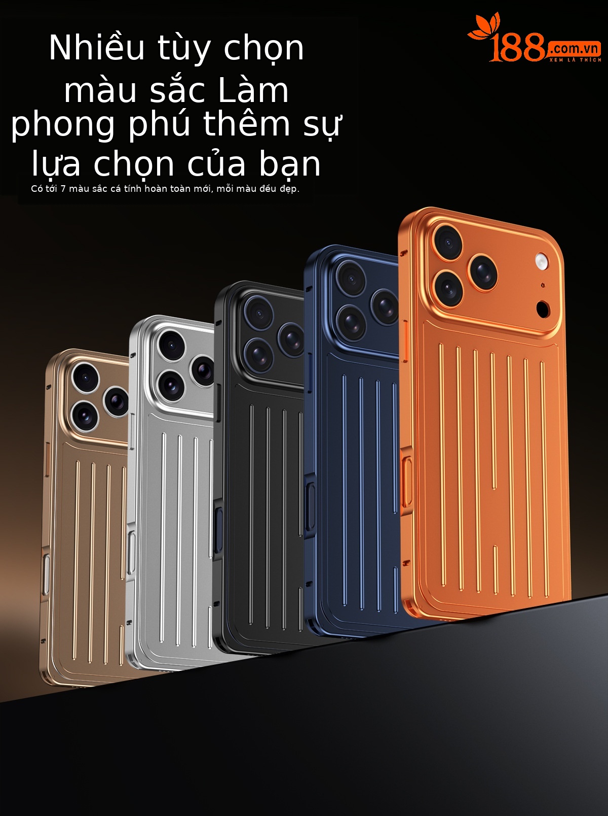 Ốp lưng điện thoại kim loại mờ chống sốc dạng vali cho iPhone 17 Pro Max / 16 Pro Max — Đen, Bạc, Cam, Xanh Titan chi tiết 11