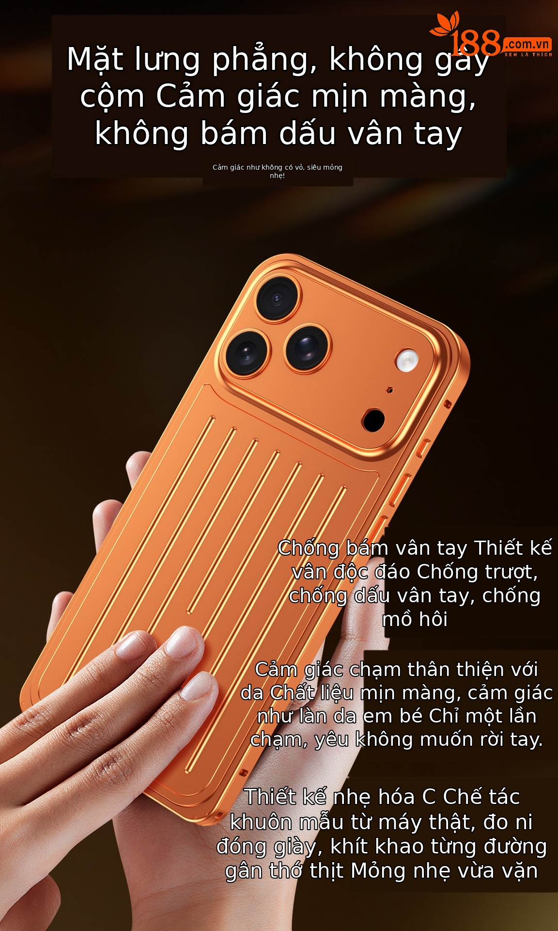 Ốp lưng điện thoại kim loại mờ chống sốc dạng vali cho iPhone 17 Pro Max / 16 Pro Max — Đen, Bạc, Cam, Xanh Titan chi tiết 10