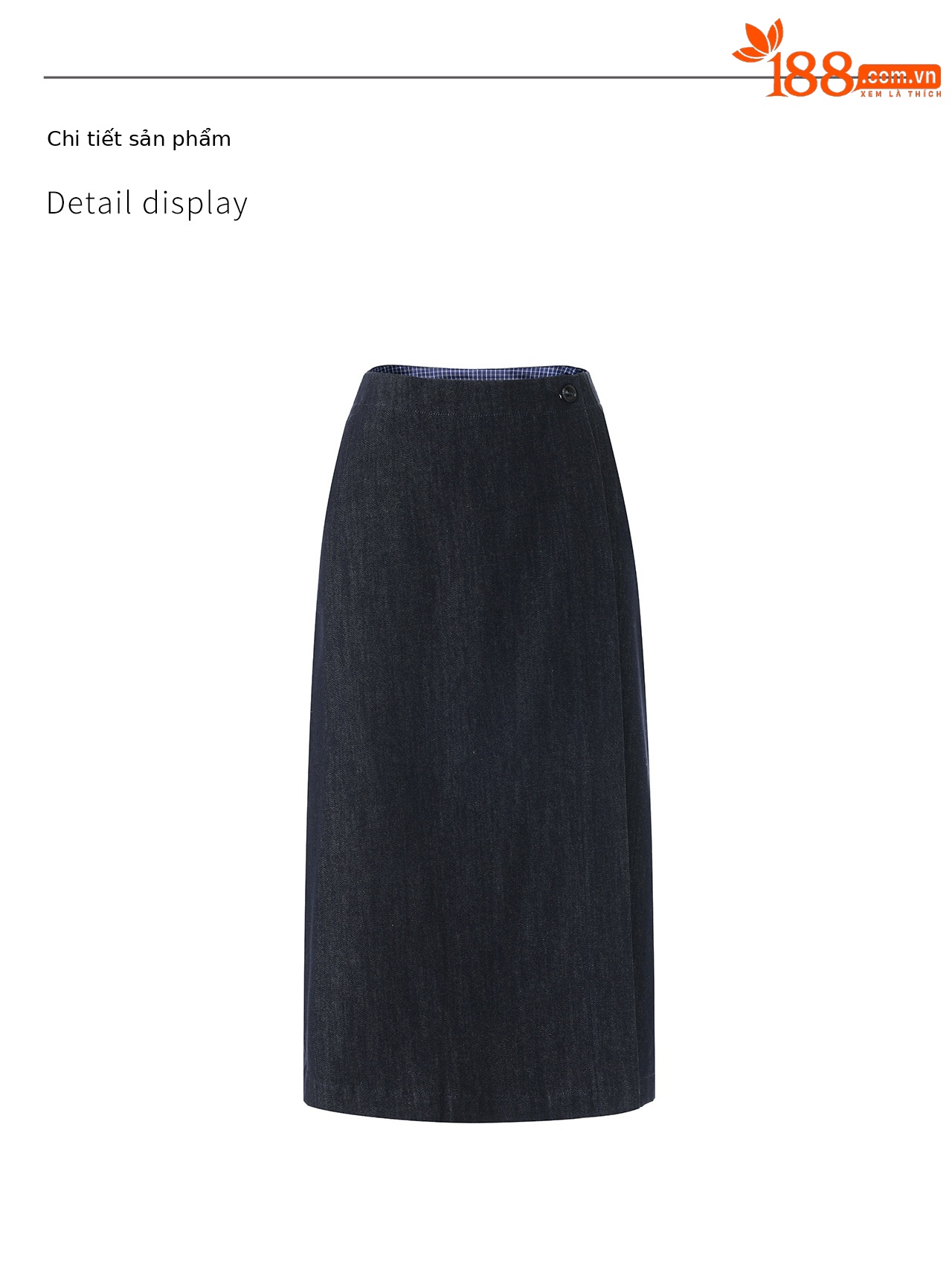 Chân váy jean nữ dáng suông một mảnh vải denim cotton thoáng khí — màu xanh đậm chi tiết 17
