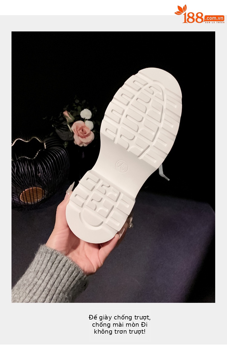 Giày sneaker nữ đế dày lưới thoáng khí, phối dây buộc phong cách loafer đế xuồng — Trắng 12cm, Trắng 15cm, Đen 12cm, Đen 15cm chi tiết 5