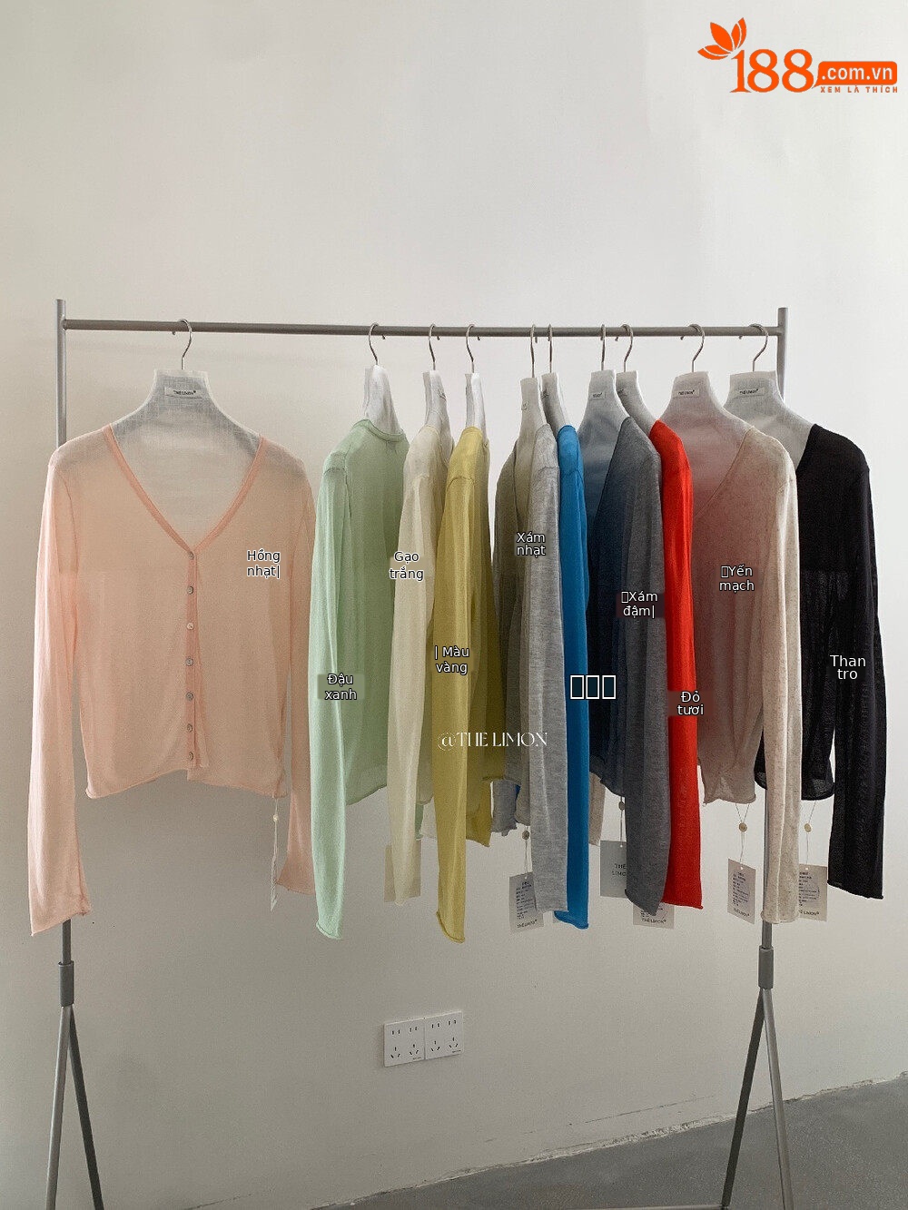 Áo khoác cardigan V-neck dệt kim sợi tencel linen chống nắng mỏng nhẹ xuân hè — Đỏ thẫm, Xám cacbon, xám đậm, trắng ngà chi tiết 22