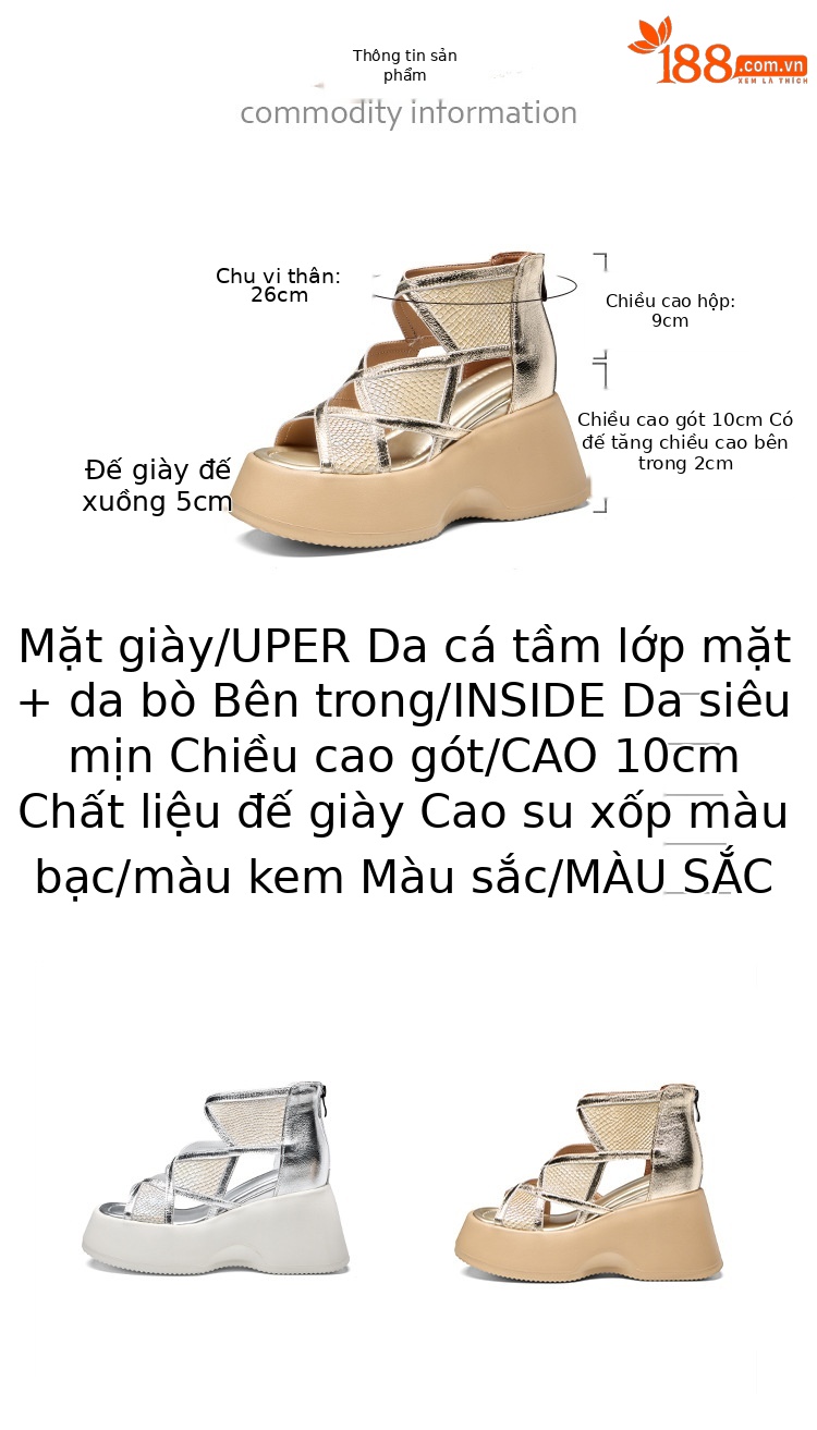 Sandal cao gót nữ quai chéo đế dày platform hở mũi — màu mơ, bạc chi tiết 4