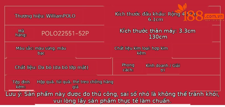 Thắt lưng da bò thật nam khóa kim Hoàng đế Paul – phong cách công sở cao cấp — 120cm, 110cm, 125cm, 115cm chi tiết 3