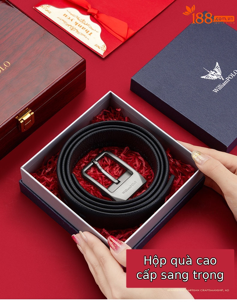 Thắt lưng da bò thật nam khóa kim Hoàng đế Paul – phong cách công sở cao cấp — 120cm, 110cm, 125cm, 115cm chi tiết 8