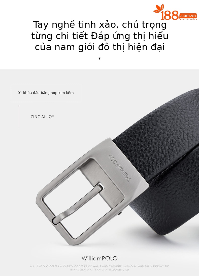 Thắt lưng da bò thật nam khóa kim Hoàng đế Paul – phong cách công sở cao cấp — 120cm, 110cm, 125cm, 115cm chi tiết 12