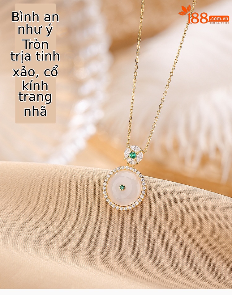 Dây chuyền bạc 925 mặt ngọc tủy hình bình an phong cách Trung Hoa — Dây chuyền bạc - Chain chi tiết 1