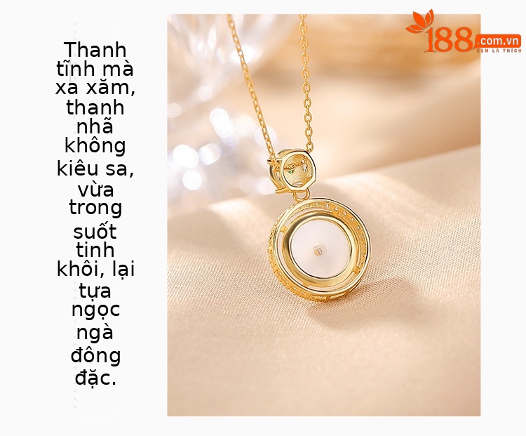 Dây chuyền bạc 925 mặt ngọc tủy hình bình an phong cách Trung Hoa — Dây chuyền bạc - Chain chi tiết 4