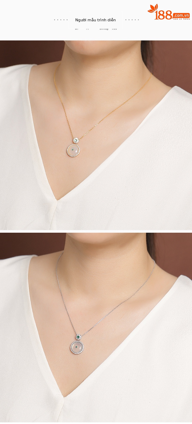 Dây chuyền bạc 925 mặt ngọc tủy hình bình an phong cách Trung Hoa — Dây chuyền bạc - Chain chi tiết 7