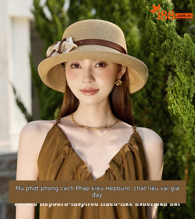 Nón rộng vành nữ đi biển phong cách Hàn Quốc, che nắng du lịch — màu be chi tiết 1