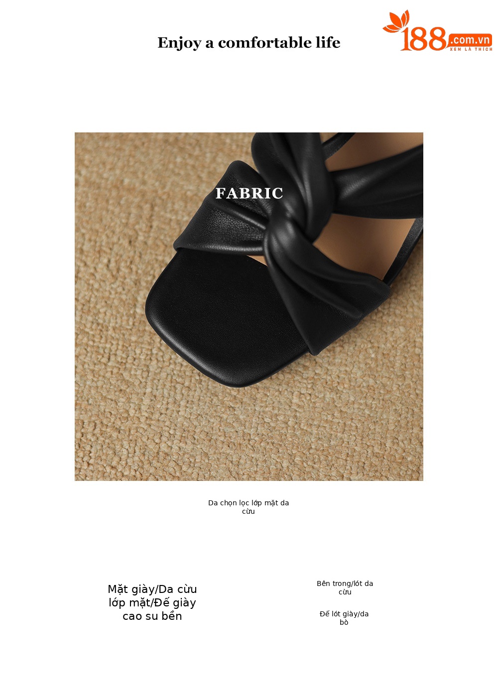 Sandal cao gót nữ quai ngang gót 5 cm phong cách cổ điển — đen chi tiết 4