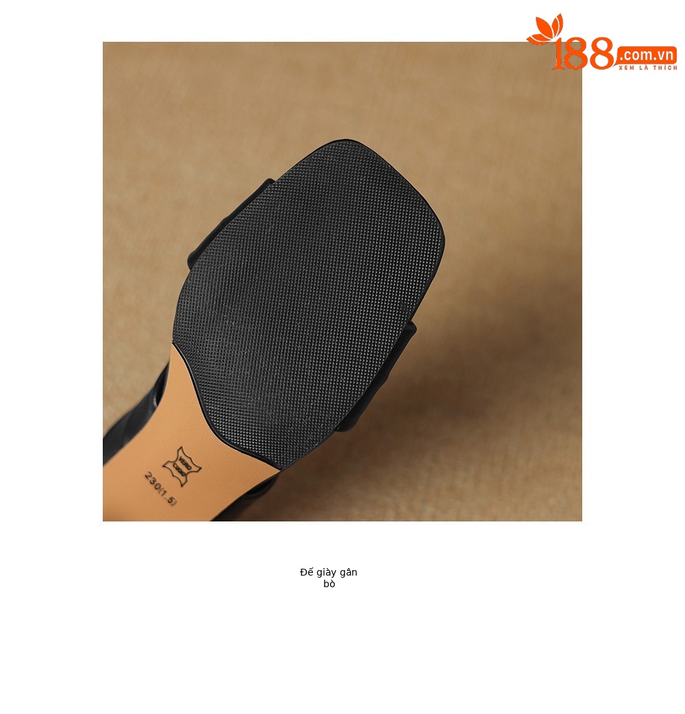 Sandal cao gót nữ quai ngang gót 5 cm phong cách cổ điển — đen chi tiết 21