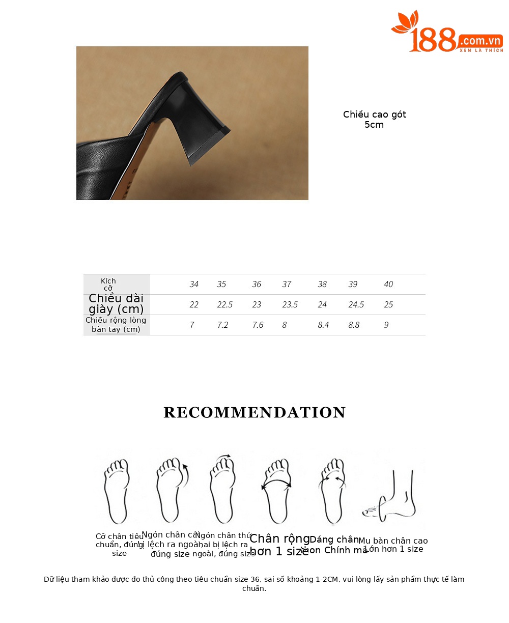 Sandal cao gót nữ quai ngang gót 5 cm phong cách cổ điển — đen chi tiết 5