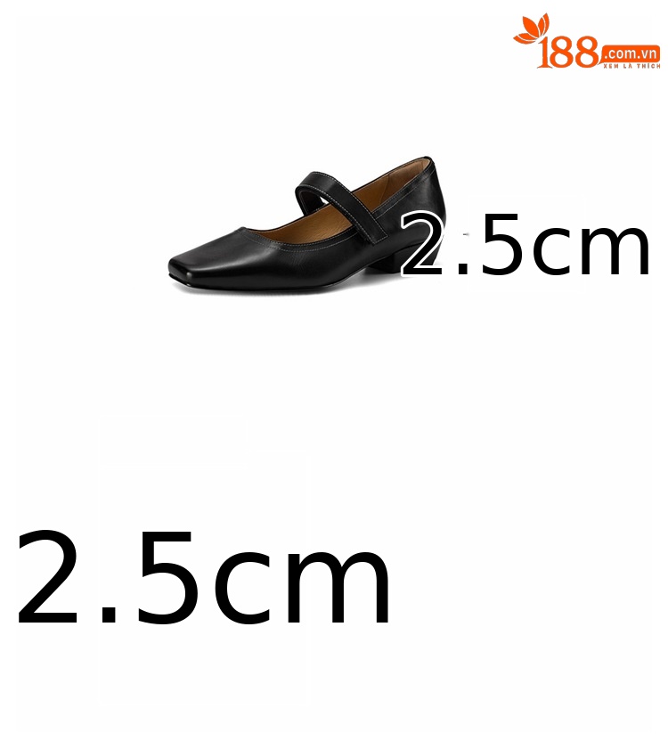 Giày Mary Jane nữ quai ngang gót thấp 2,5 cm da bò mềm miệng nông — màu nâu chi tiết 3