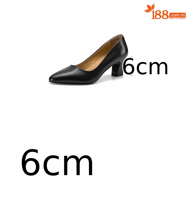 Giày cao gót nữ mũi nhọn da bò 6 cm, cổ thấp, phong cách công sở đơn giản — đen chi tiết 2